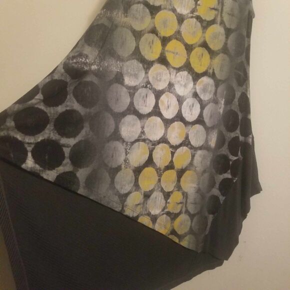 LagenLook Alembika Yellow Gray Asymmetric Tank Dress Free Black Top Womens Sz S - Picture 10 of 16